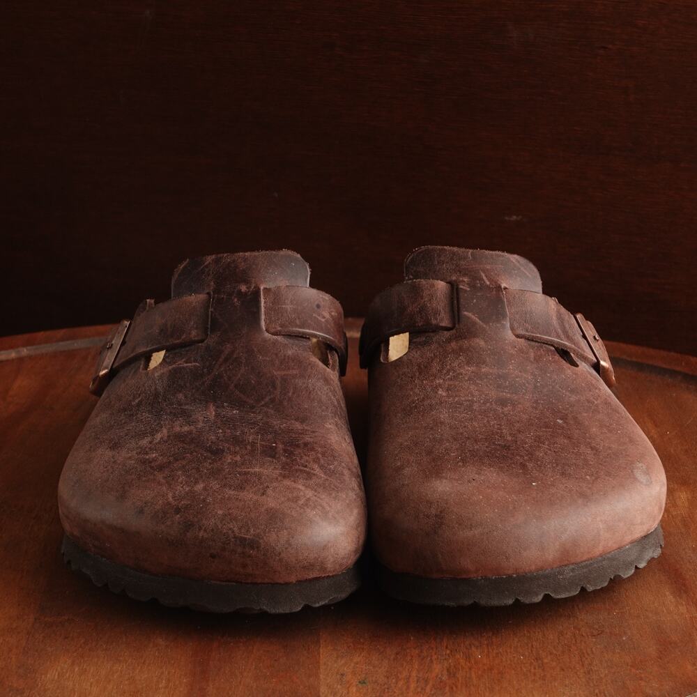 Birkenstock Brown Leather Boston Clogs with Adjustable Strap - Picture 3 of 13